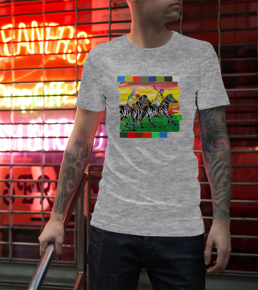 Sir Michael Rocks Premier Politics Polo Riding Zebras Sunset Colors T-Shirt