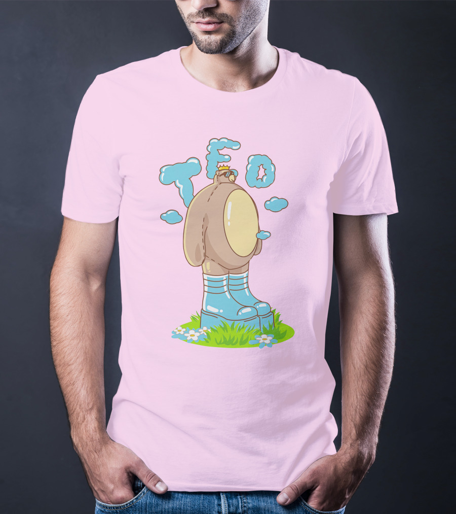Eret Merch Ted Character With Crown And Boots Standing On Grass T-Shirt
