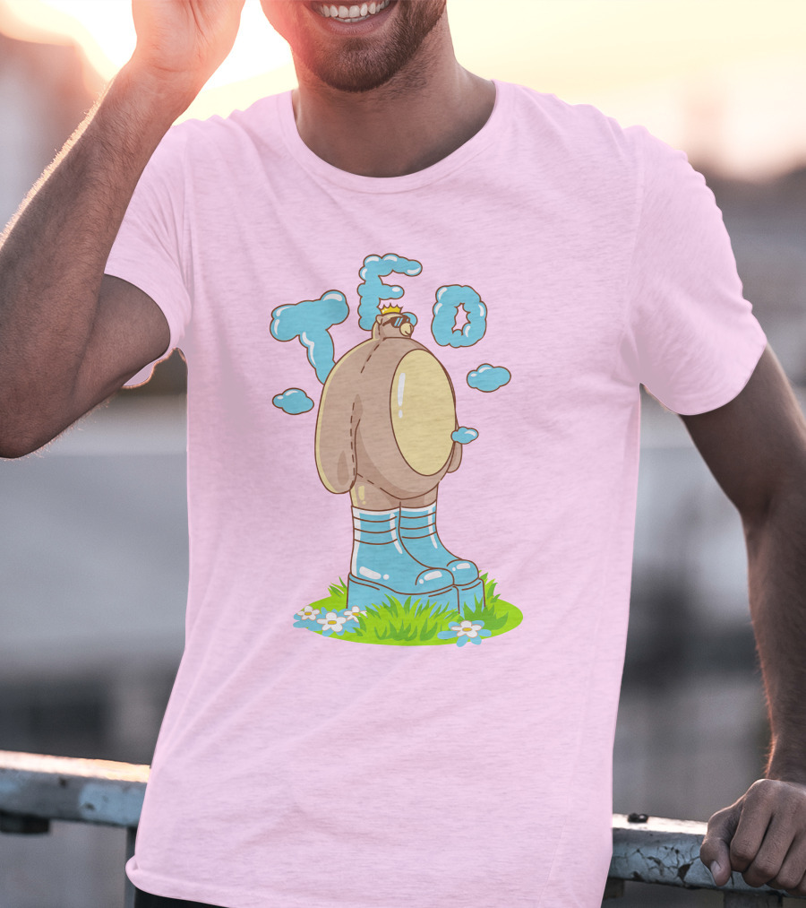 Eret Merch Ted Character With Crown And Boots Standing On Grass T-Shirt