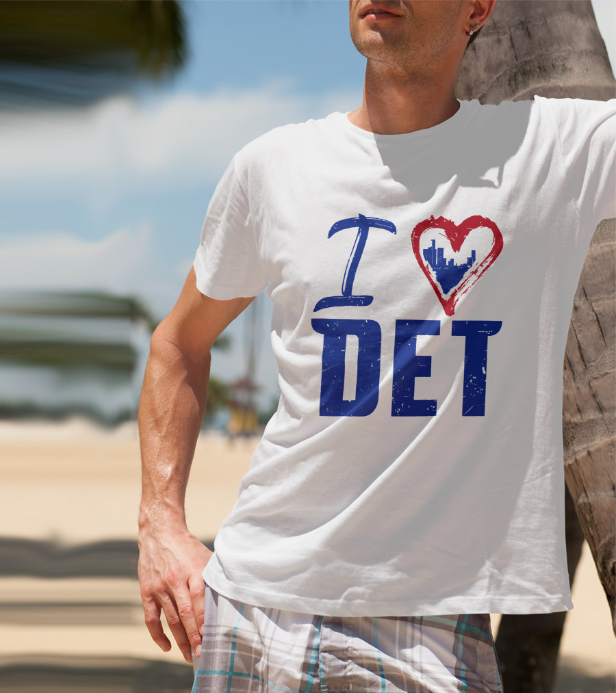I Love DET Detroit Pistons Skyline Heart T-Shirt