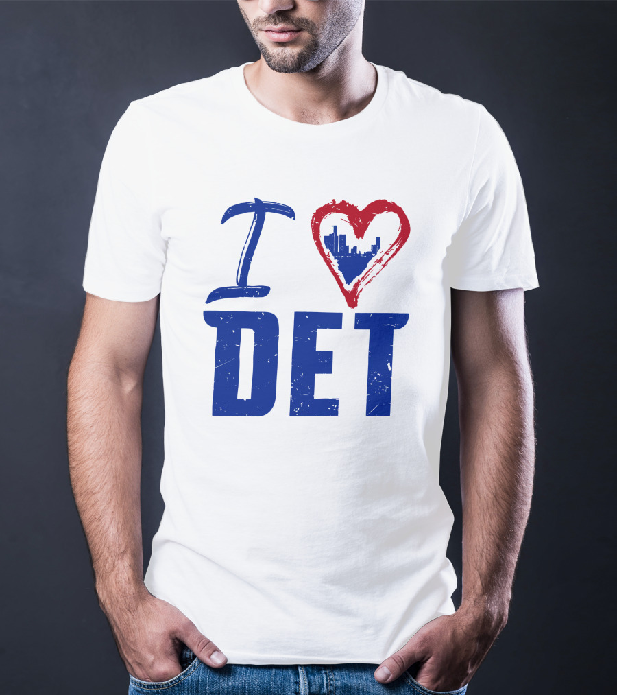 I Love DET Detroit Pistons Skyline Heart T-Shirt