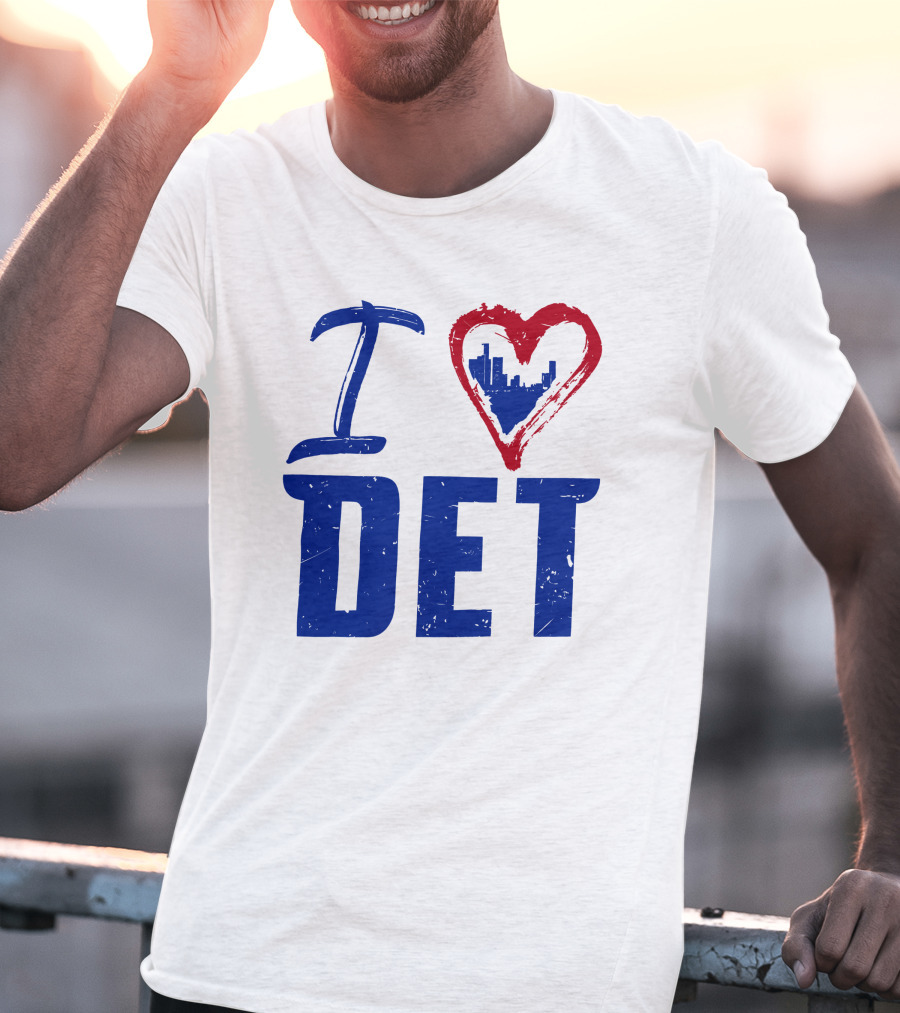 I Love DET Detroit Pistons Skyline Heart T-Shirt
