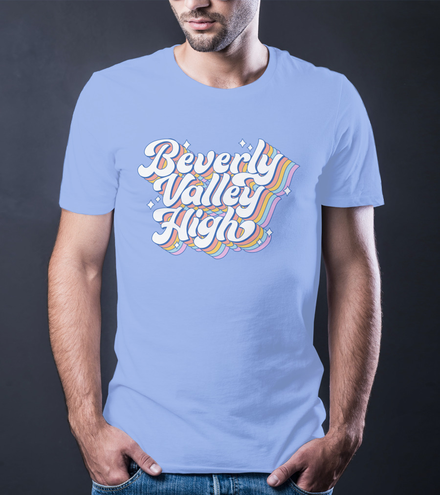 Bvh Merch Beverly Valley High Rainbow Text With Colorful Swirls T-Shirt