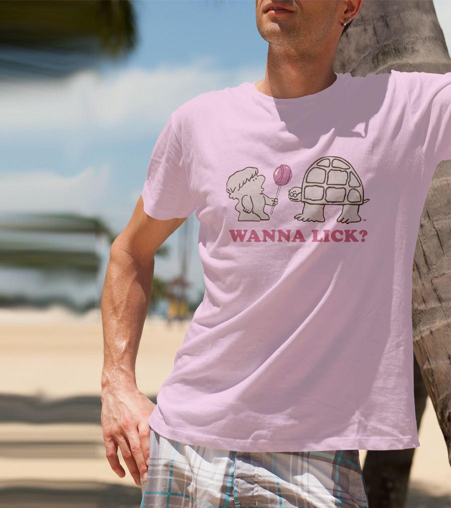 Wanna Lick Tootsie Roll Lilbttyboop Cute Character With Turtle And Lollipop T-Shirt