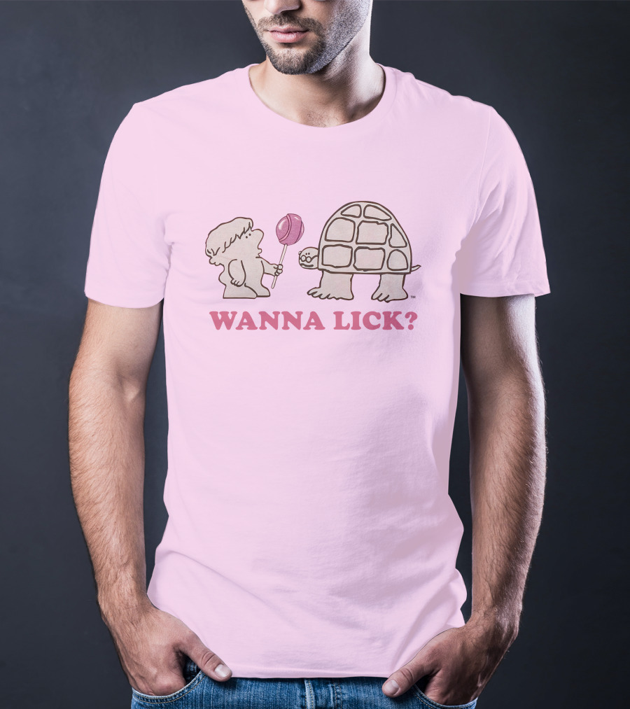 Wanna Lick Tootsie Roll Lilbttyboop Cute Character With Turtle And Lollipop T-Shirt