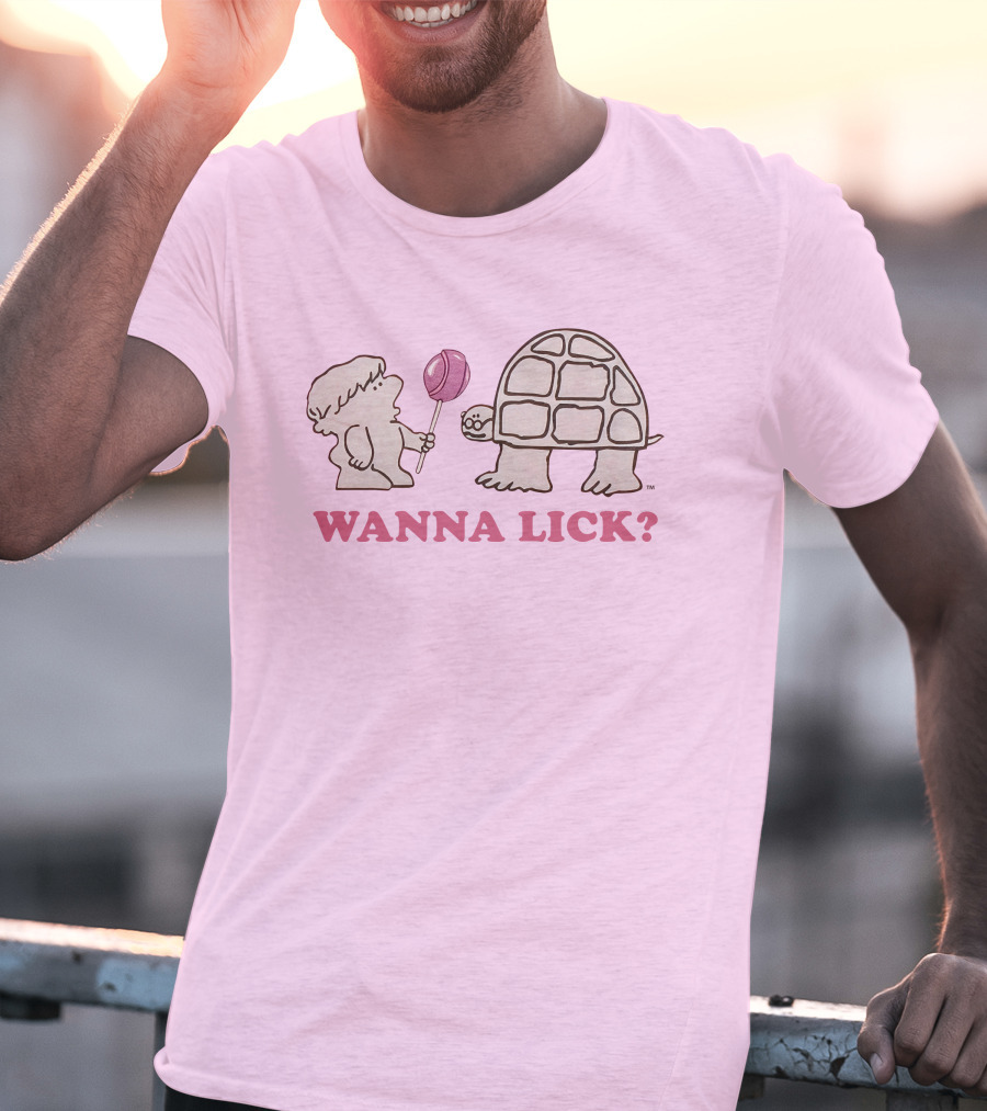 Wanna Lick Tootsie Roll Lilbttyboop Cute Character With Turtle And Lollipop T-Shirt