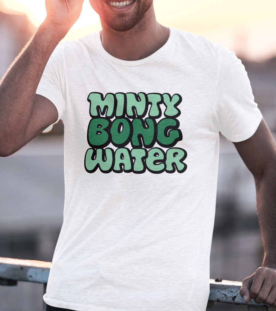 Minty Bong Water Shop Merch Mint Green Typography T-Shirt