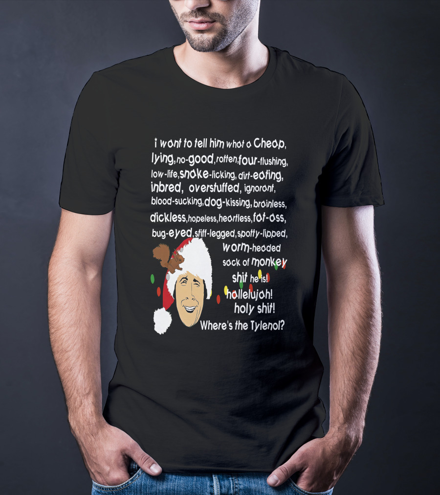 Clark Griswold Christmas Rant With Santa Hat And Lights T-Shirt