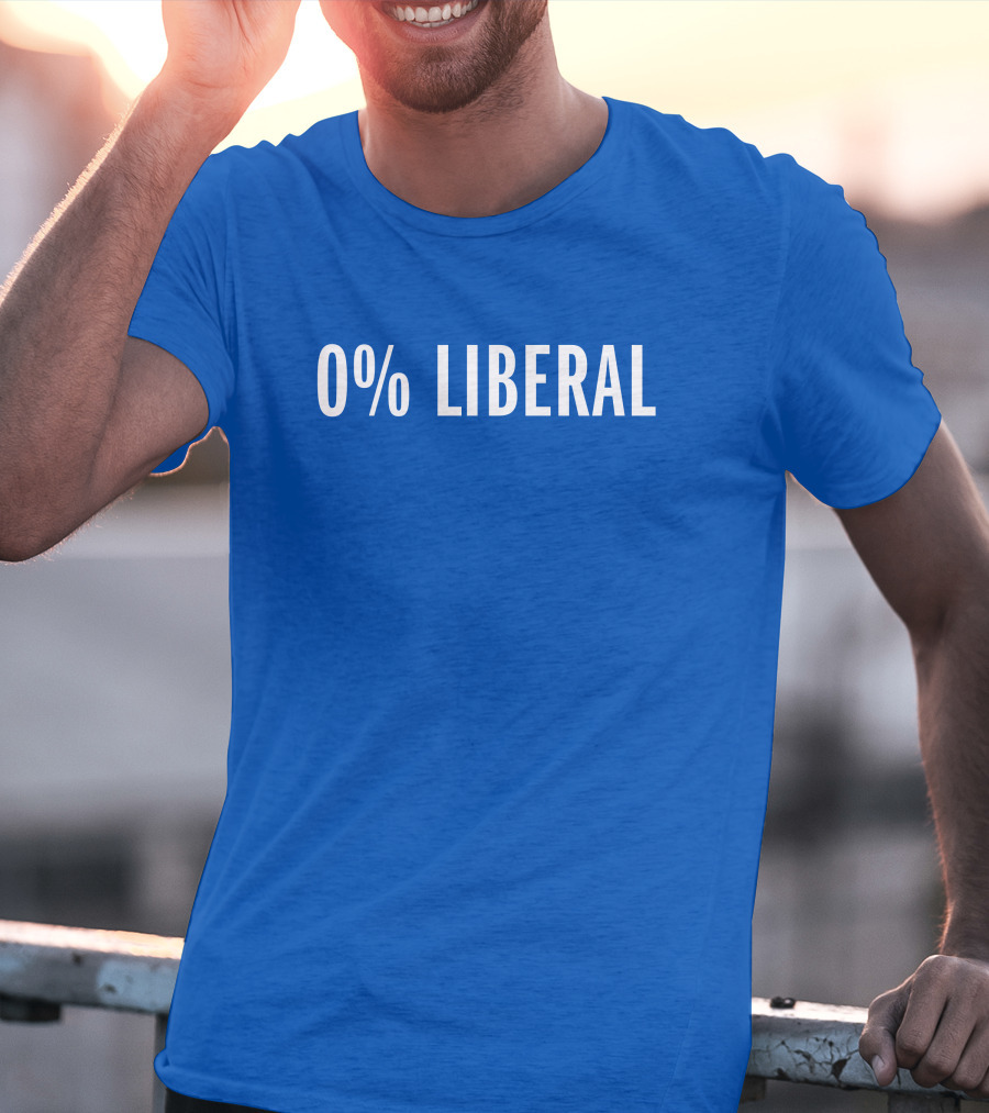 Zeek Arkham 0% Liberal Statement Bold Blue Background T-Shirt