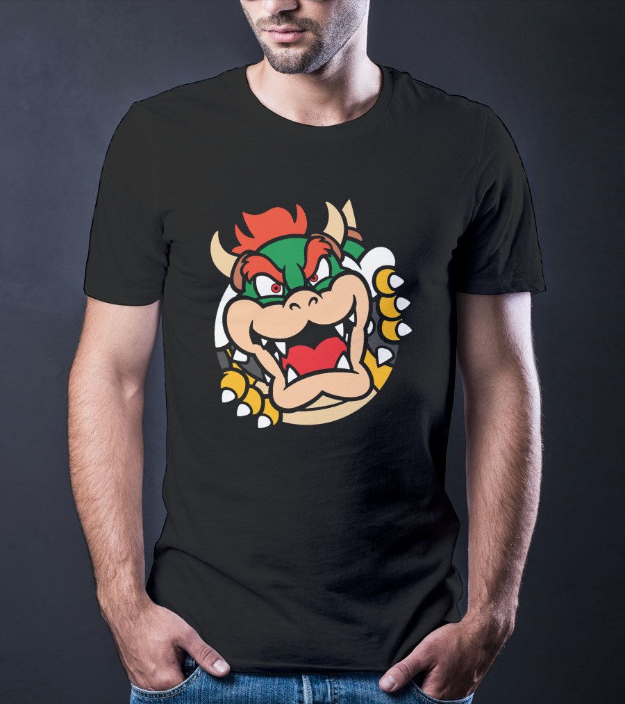 Super Mario Bowser Rows⁷ Ryukdoll Iconic Bowser Face T-Shirt