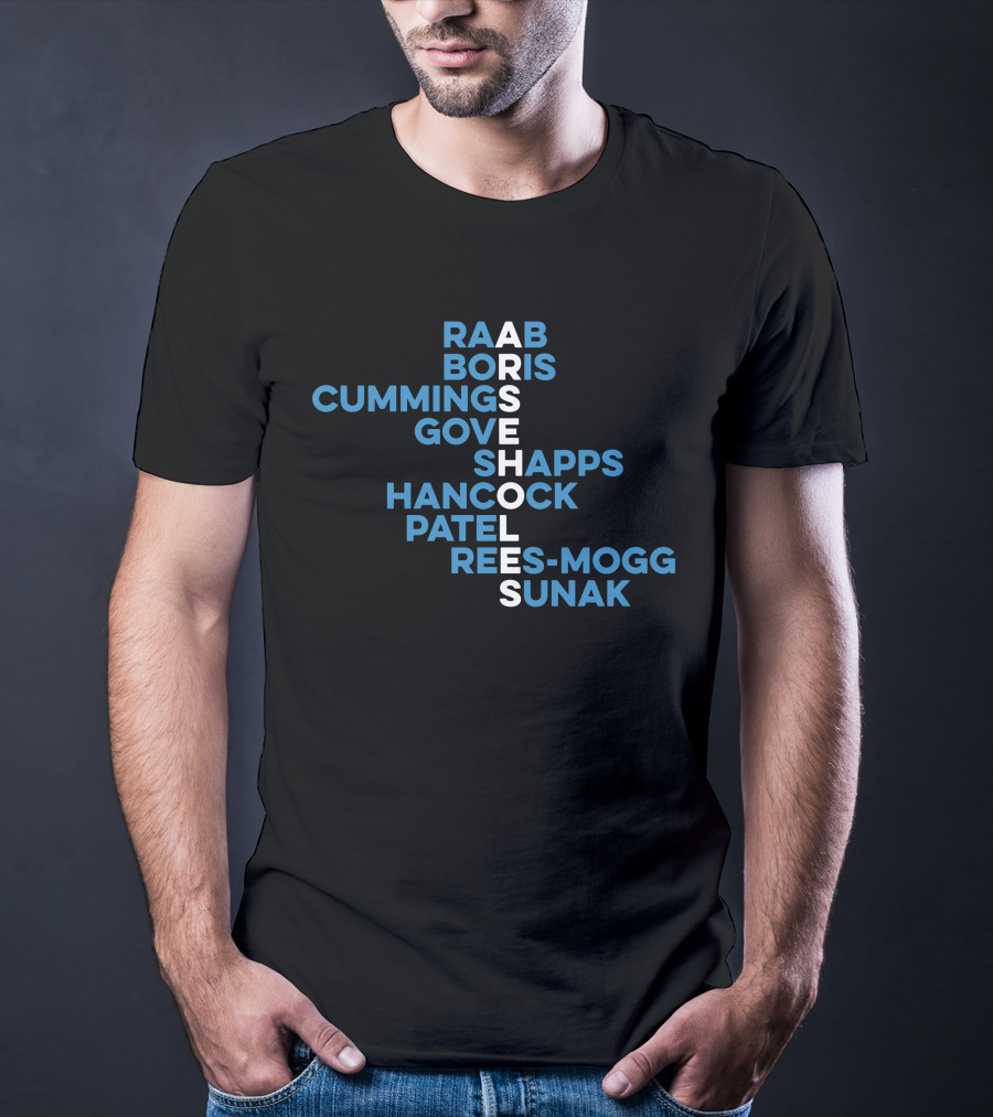 Raab Boris Cummings Gove Shapps Hancock Patel Rees-Mogg Sunak Arseholes T-Shirt