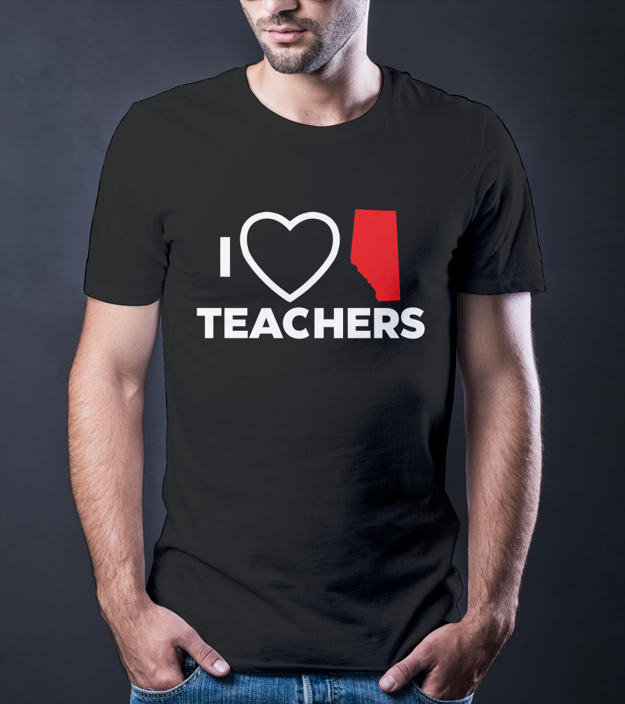 I Love Alberta Teachers Heart Red Map Krista Li T-Shirt