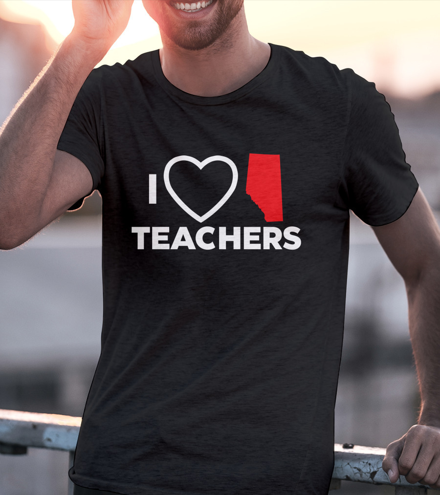 I Love Alberta Teachers Heart Red Map Krista Li T-Shirt