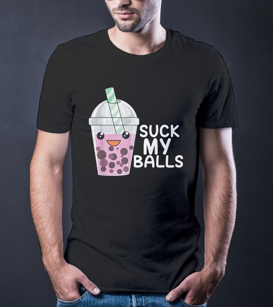 Suck My Balls Boba Tea Cute Cartoon T-Shirt