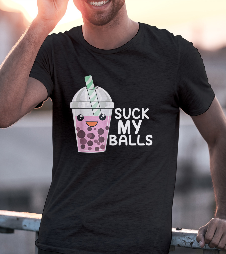 Suck My Balls Boba Tea Cute Cartoon T-Shirt
