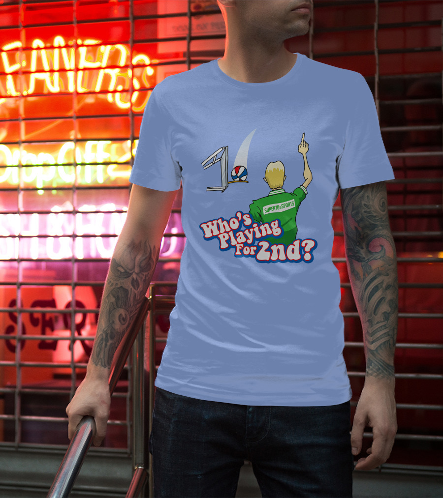 Super70s Sports Who's Playing For 2nd Volleyball Player Gesture T-Shirt