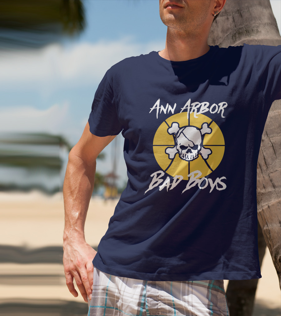 Ann Arbor Bad Boys Skull Basketball Juwan Howard Blue By Ninety Shop T-Shirt