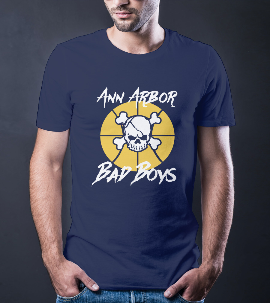 Ann Arbor Bad Boys Skull Basketball Juwan Howard Blue By Ninety Shop T-Shirt