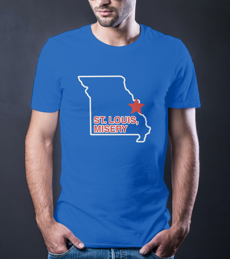 Obvious Merch St. Louis Misery Map Outline With Red Star T-Shirt