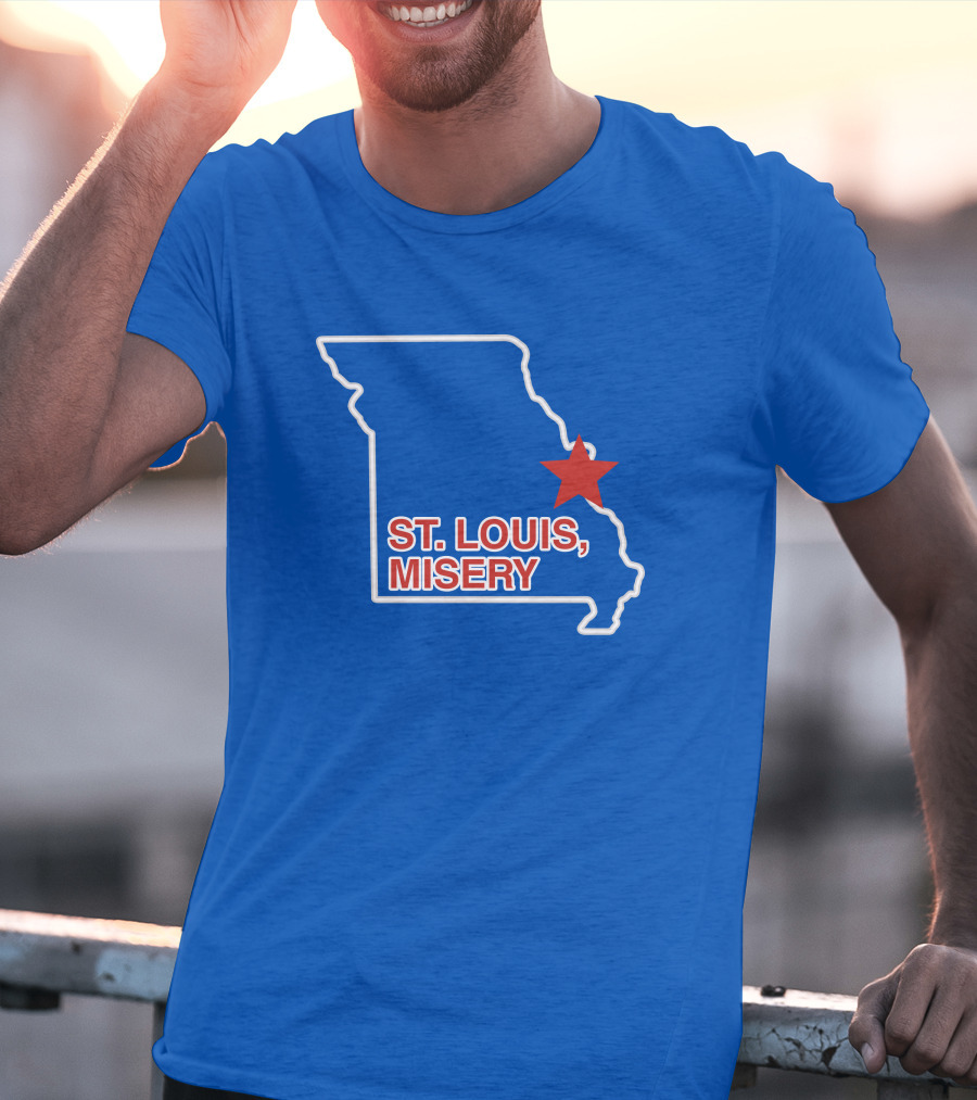 Obvious Merch St. Louis Misery Map Outline With Red Star T-Shirt