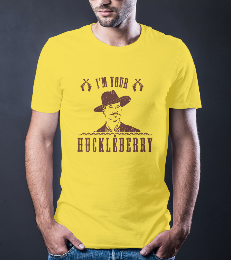 Super 70S Sports Store I'm Your Huckleberry Johnny Ringo Mustache Hat Guns T-Shirt