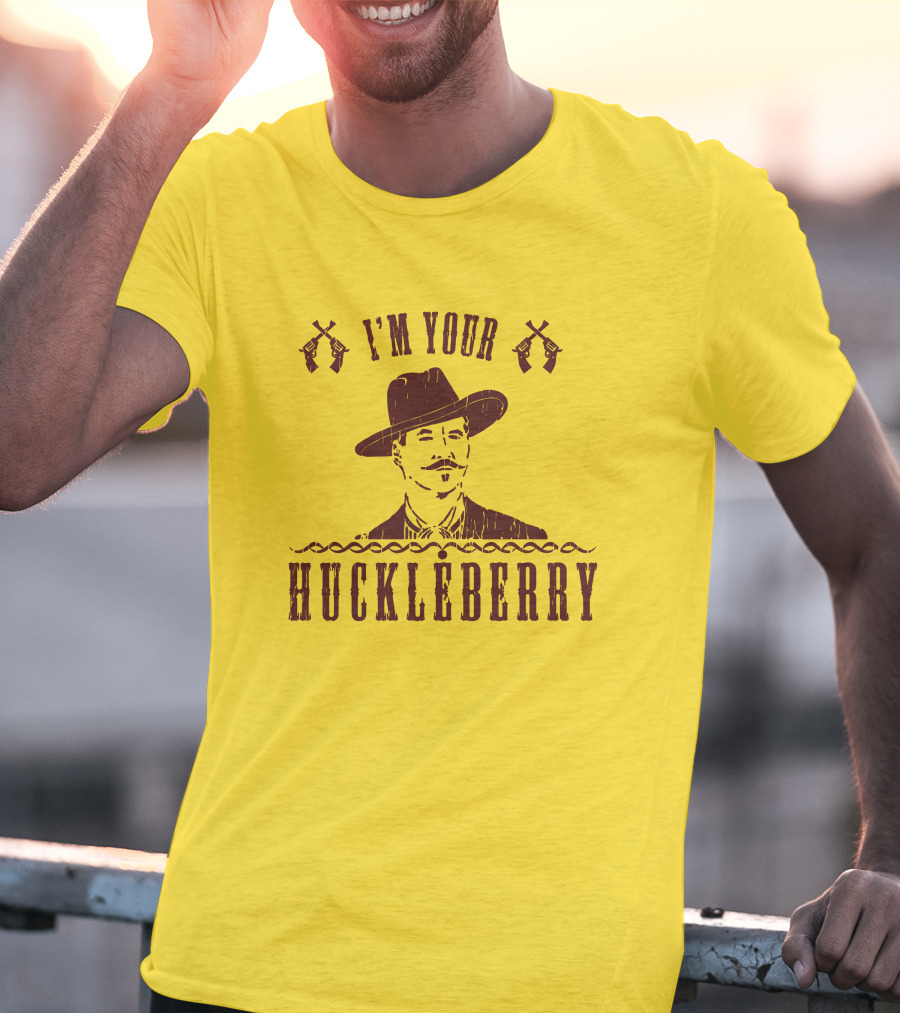 Super 70S Sports Store I'm Your Huckleberry Johnny Ringo Mustache Hat Guns T-Shirt