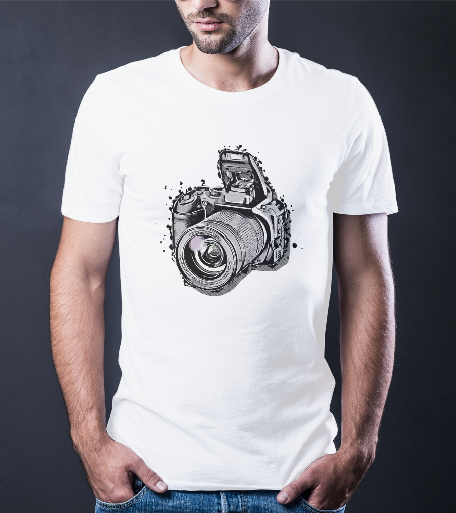 Nikon Camera Black White Splatter T-Shirt