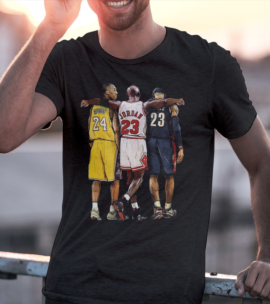 Kobe Bryant 24 Michael Jordan 23 LeBron James 23 GOAT Legendary Trio T-Shirt