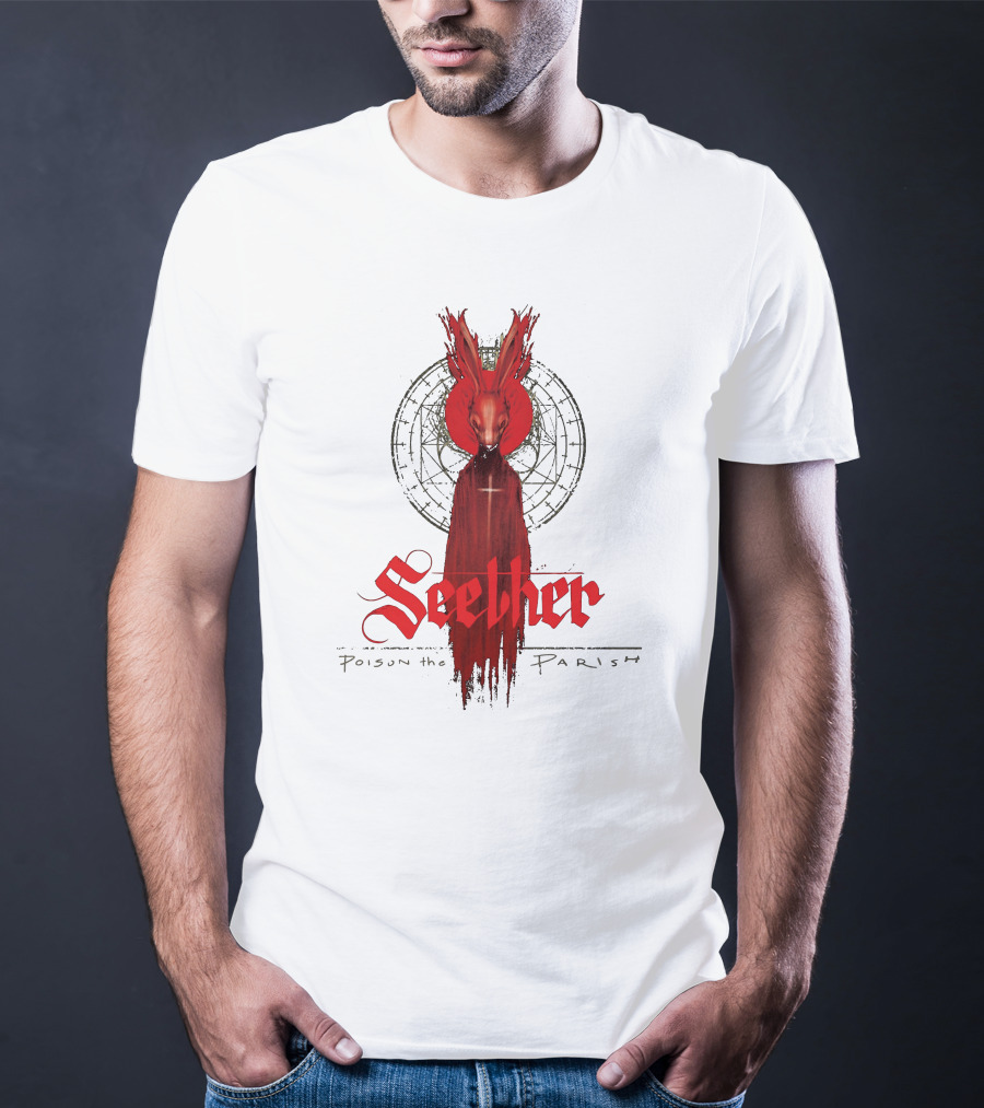 Seether Poison The Parish Red Hooded Figure With Geometric Circle T-Shirt