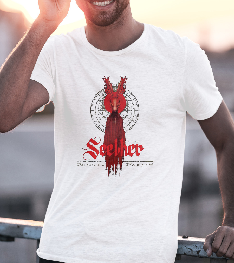 Seether Poison The Parish Red Hooded Figure With Geometric Circle T-Shirt