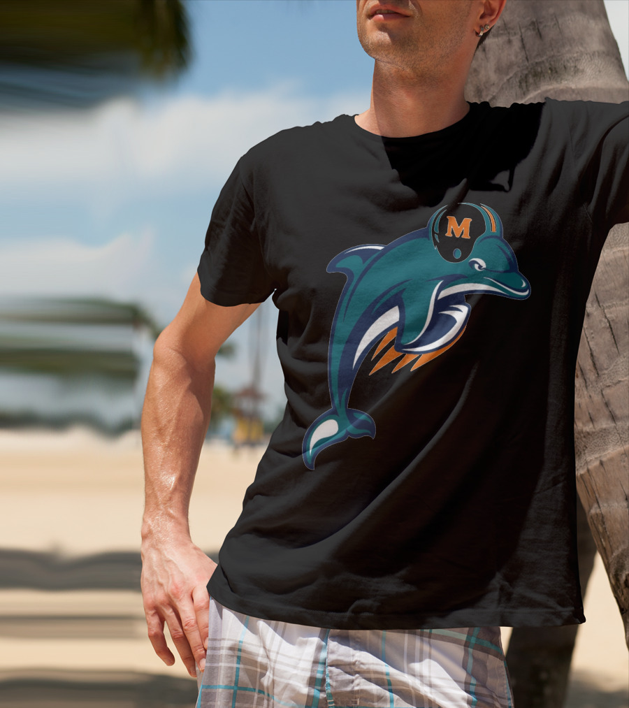 Miami Dolphins Football Team Logo With Helmet T-Shirt