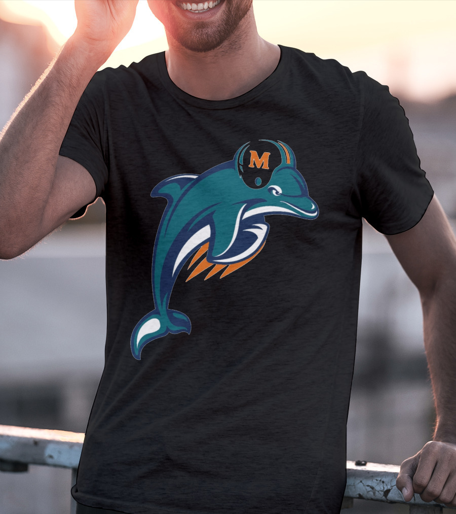 Miami Dolphins Football Team Logo With Helmet T-Shirt