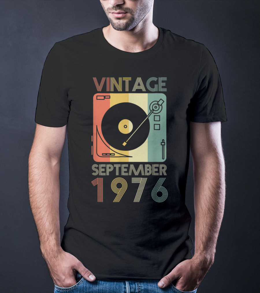 Vintage September 1976 Retro Record Player T-Shirt