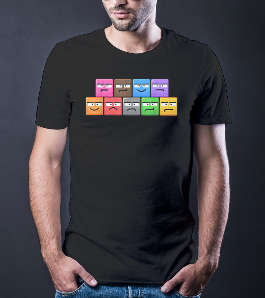 Cliffside Chaos Emoji Blocks Faces T-Shirt