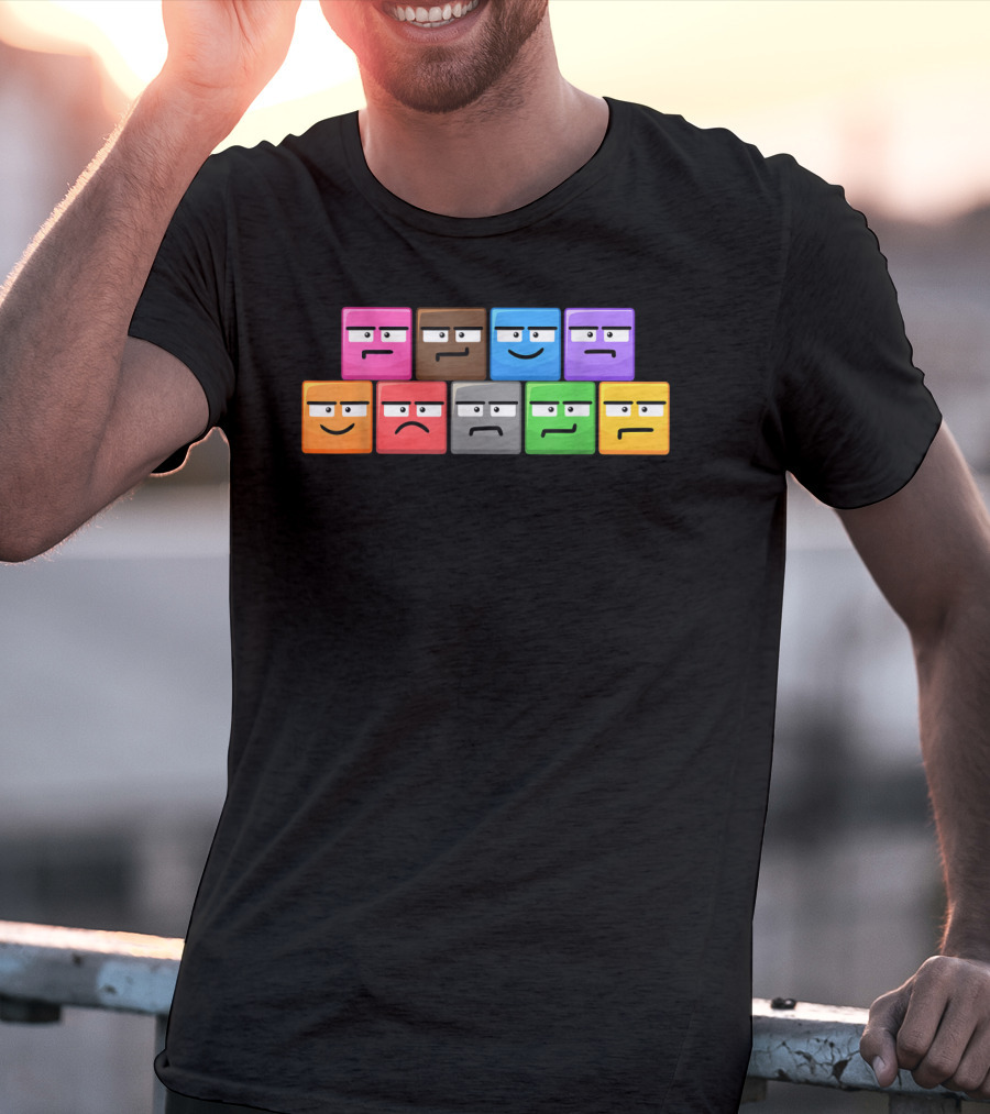 Cliffside Chaos Emoji Blocks Faces T-Shirt