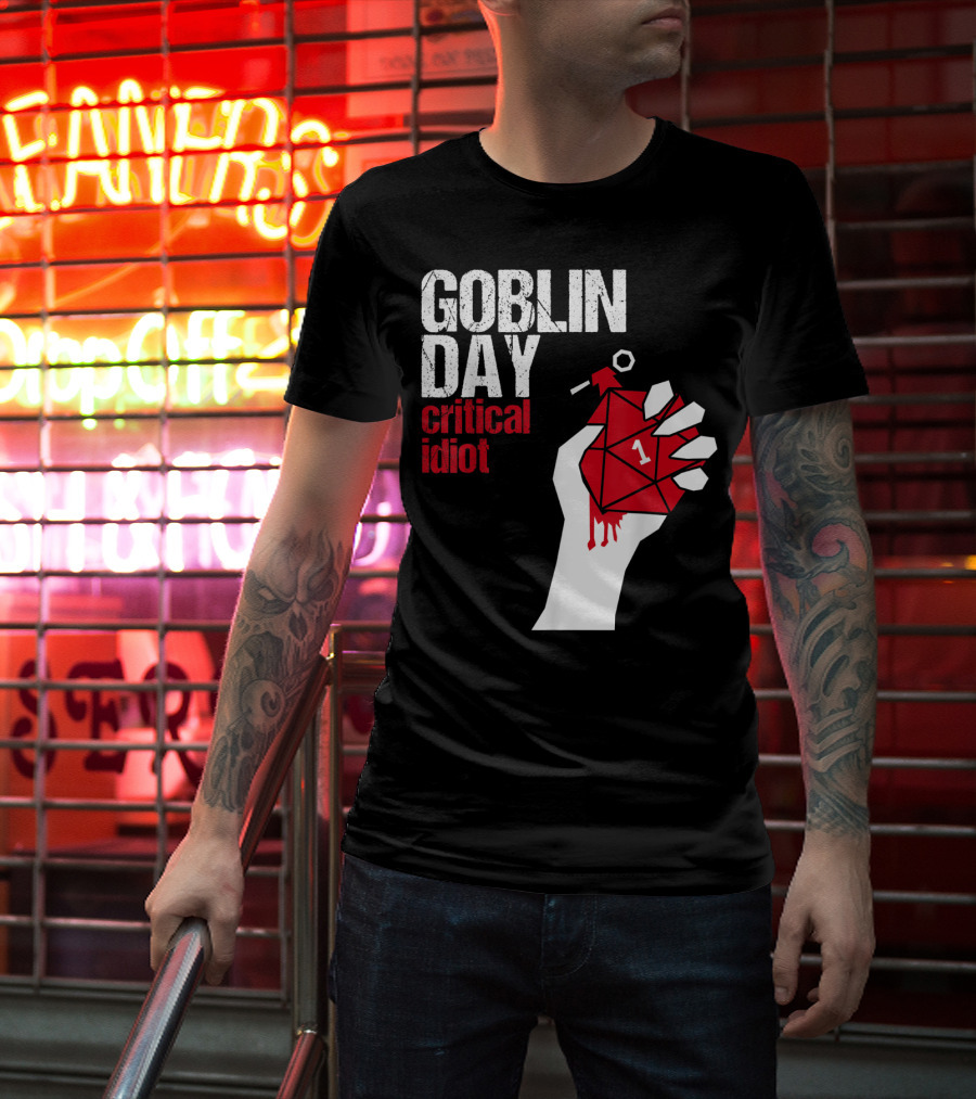 Goblin Day Critical Idiot Dice One Hand T-Shirt