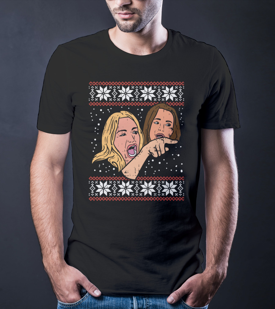 Angry Yelling Woman Meme Ugly Christmas T-Shirt