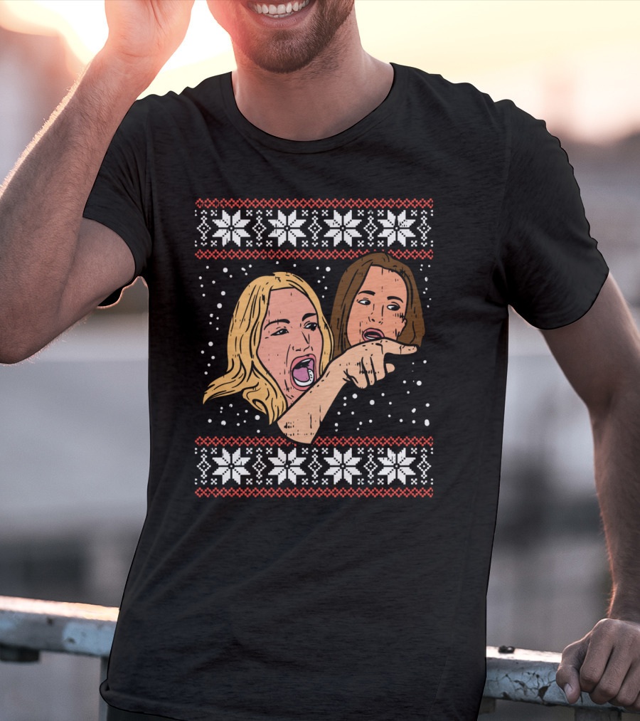Angry Yelling Woman Meme Ugly Christmas T-Shirt
