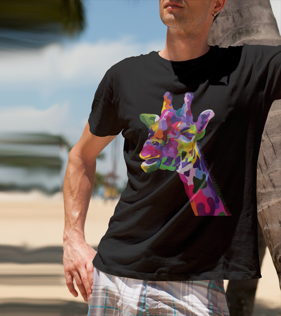 Giraffe Support Colorful Psychedelic T-Shirt