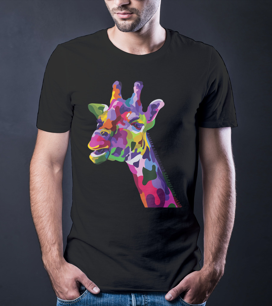 Giraffe Support Colorful Psychedelic T-Shirt