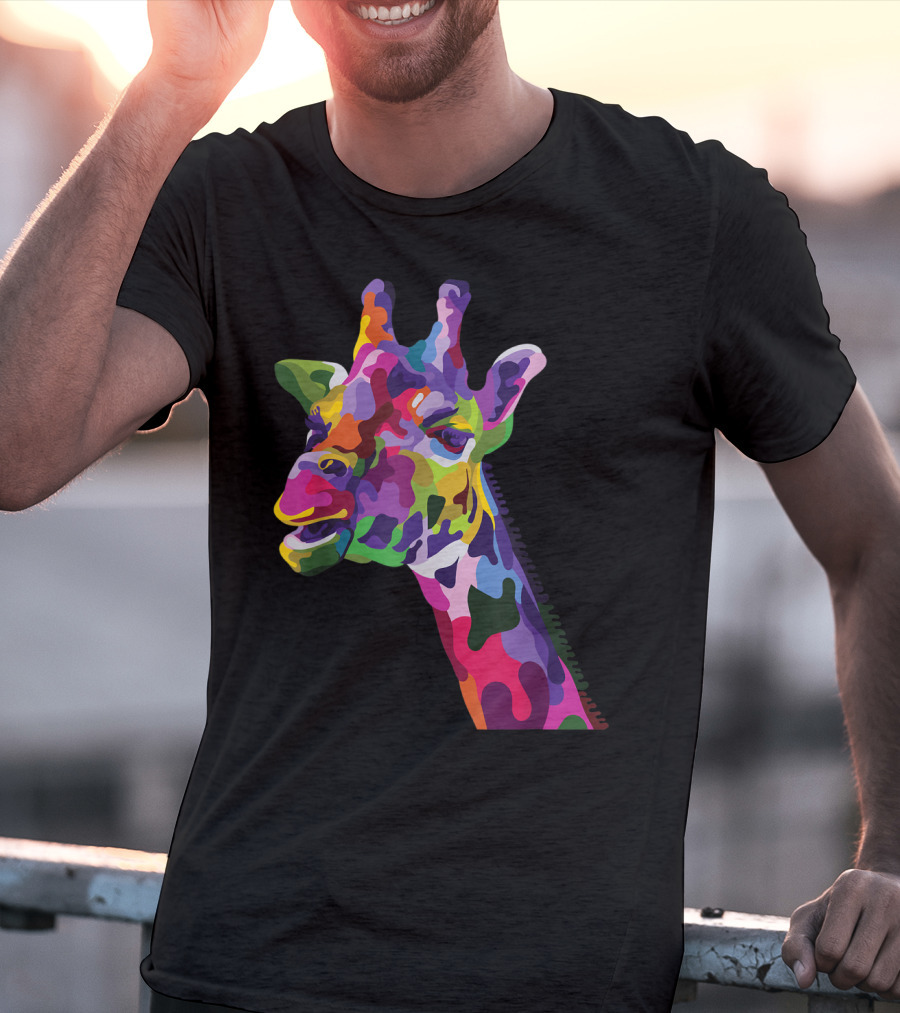 Giraffe Support Colorful Psychedelic T-Shirt