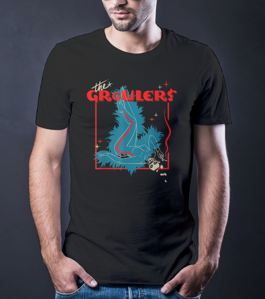 The Growlers Vintage Pop Music Art With Retro Figure And Star Accents T-Shirt