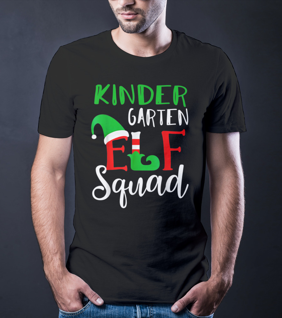 Kindergarten Elf Squad Christmas Teacher Festive Holiday T-Shirt