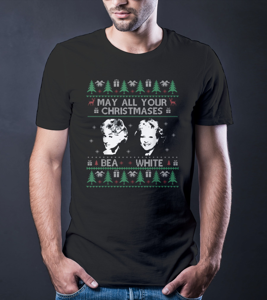 May All Your Christmases Bea White With Holiday Sweater Icons T-Shirt
