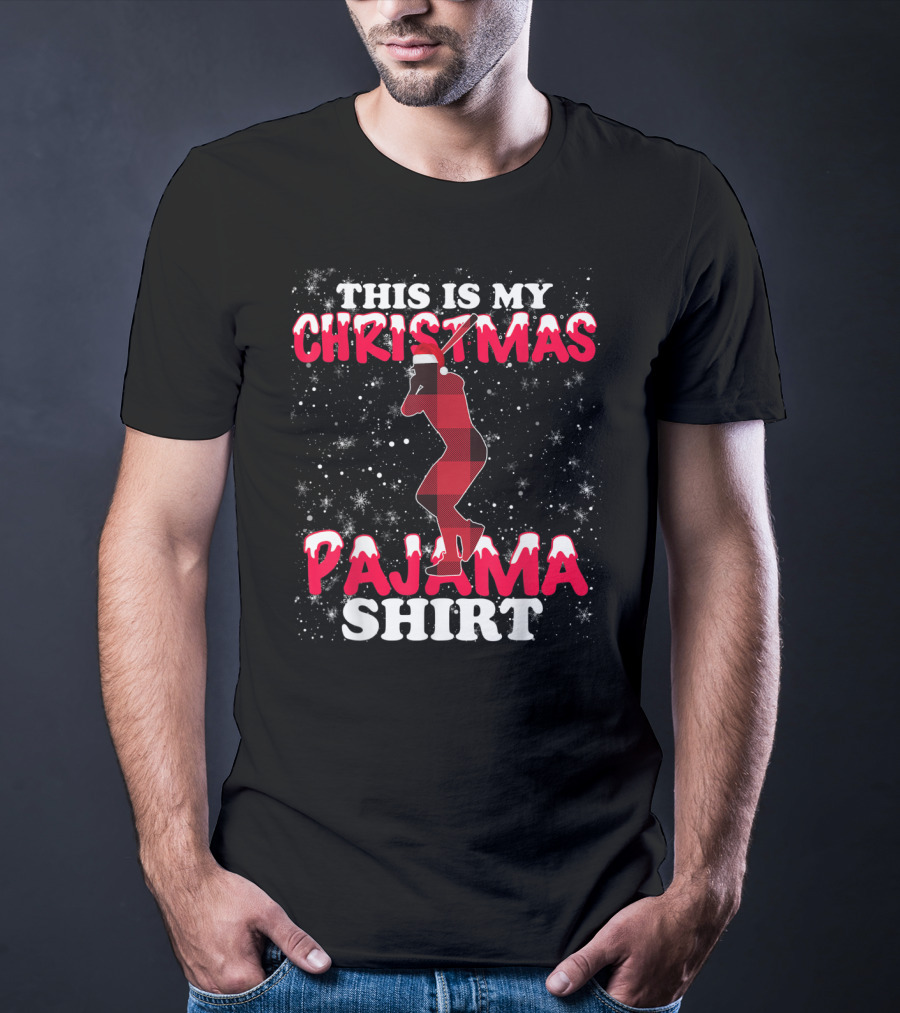 This Is My Christmas Pajama Shirt Plaid Baseball T-Shirt