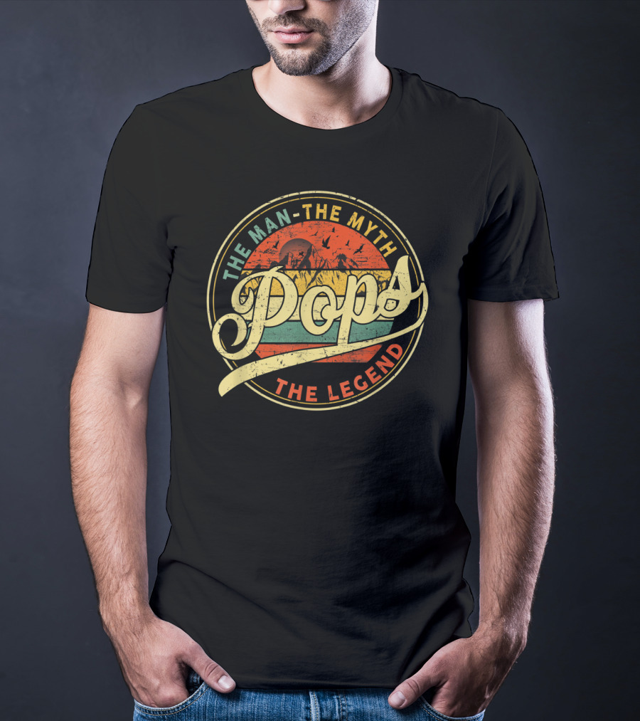 Pops The Man The Myth The Legend Vintage Grandpa Ideas T-Shirt