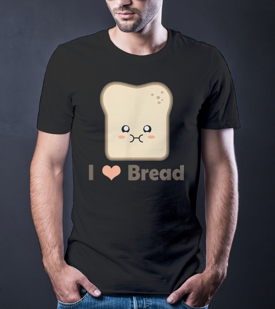 I Heart Kawaii Bread Cute Face T-Shirt
