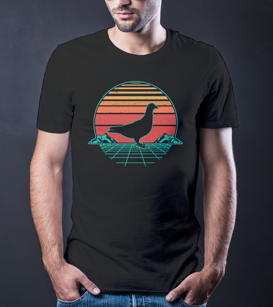 Pigeon Dove Bird Animal Vintagewave Sunset T-Shirt