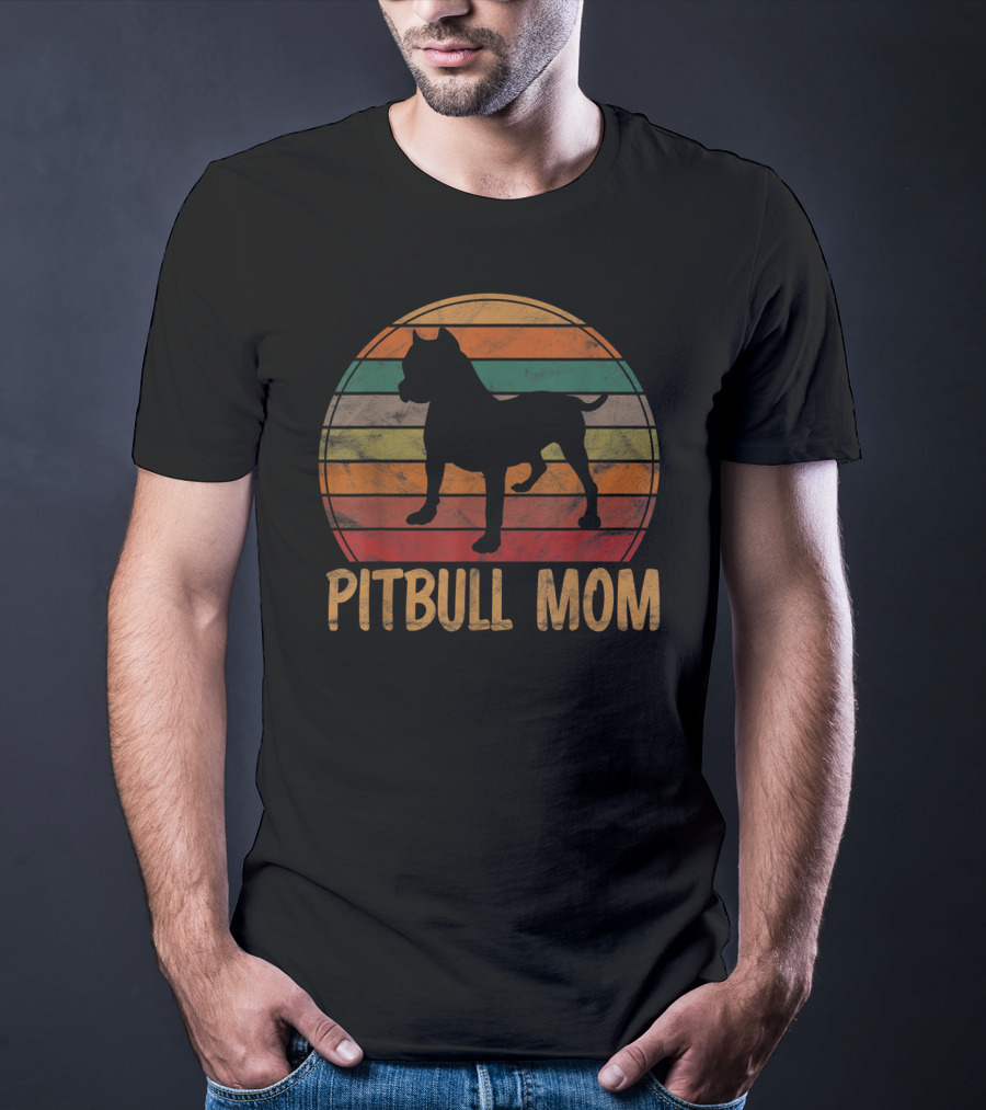Pitbull Mom Dog Lover Pet Mother Pit Bull Mama Retro T-Shirt