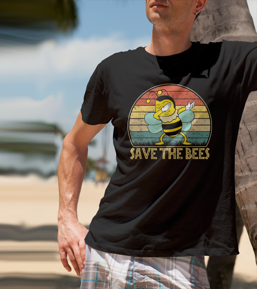 Save The Bees Vintage Dabbing Bee Retro Style Climate Change T-Shirt